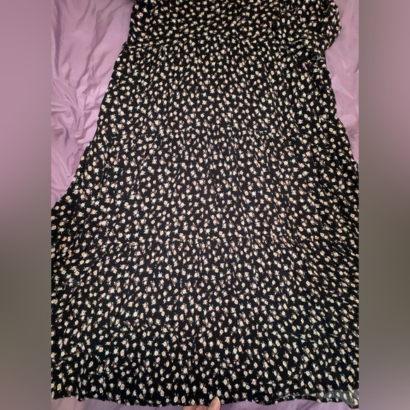 Natural Life Rebecca Midi Dress Black Cream Rose Floral Pockets Boho Sz Large - Picture 12 of 15